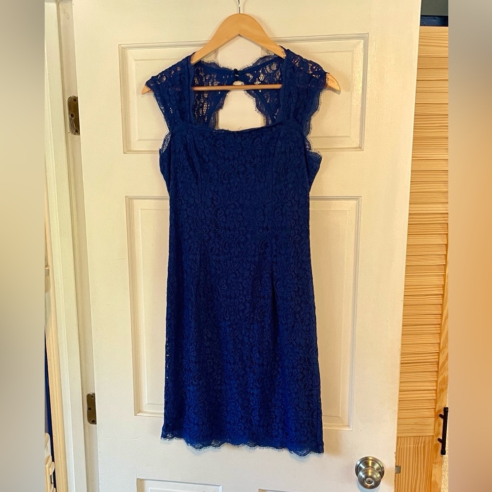 Adrianna Papell Blue Lace Dress